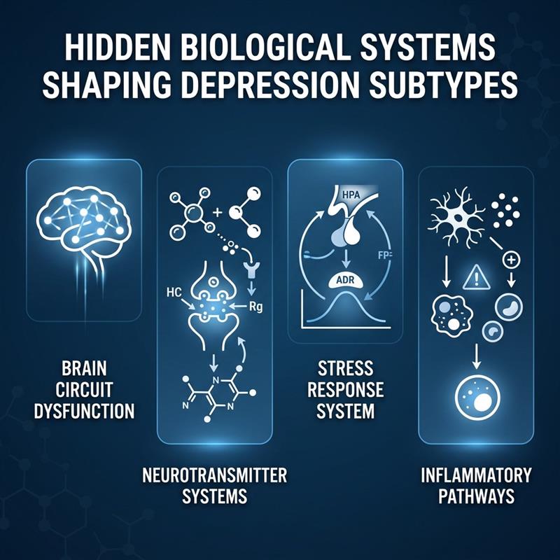 Image representation of how biological systems are shaping depression subtypes
